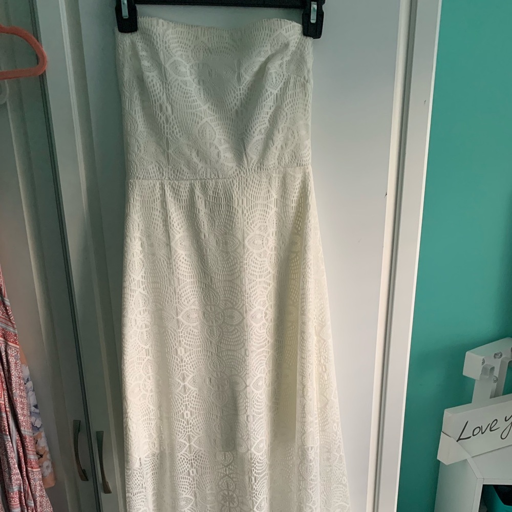 Long White Crotchet Dress